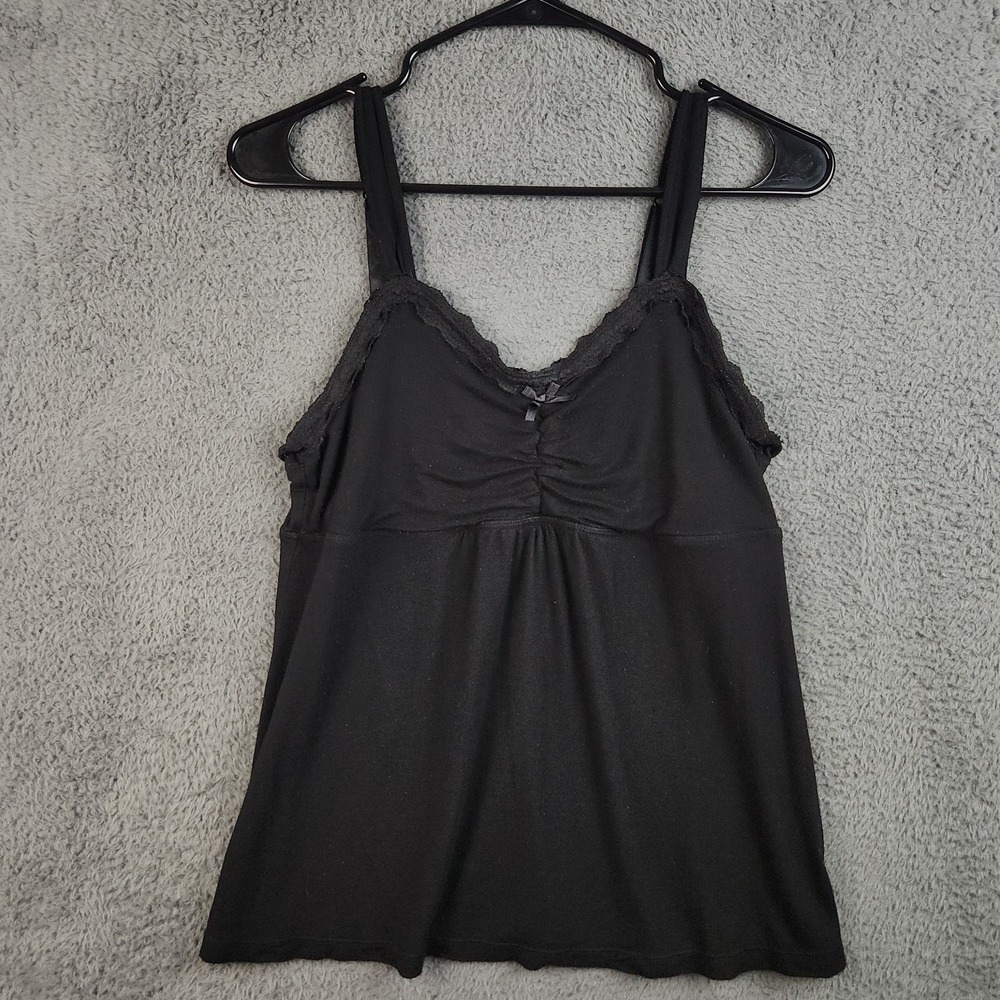 Vintage Y2K Faded Glory Cami Babydoll Tank Womens Medium Lace Trim Whimsigoth